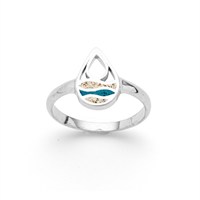Ring "Strandwellen" Drop Strandsand/blue stone sand