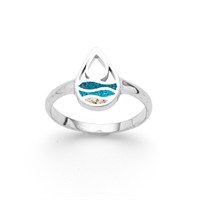 Ring "Strandwellen" Drop Strandsand/blue stone sand