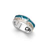 Ring Strandwellen 8 mm "Cuxhaven" Strandsand/blauer Steinsand