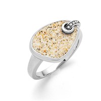 Ring "Sandglow" Strandsand/Crystal, Edelstahl