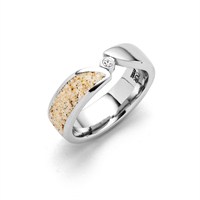 Ring "Twinkle" Strandsand/Crystal, Edelstahl